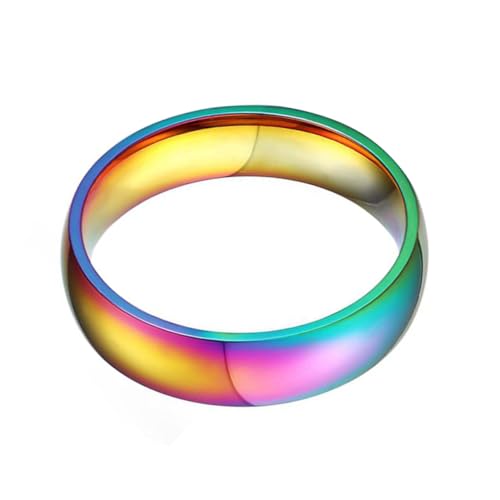 HIAKDOFT Bunter Titanstahlring Damen Modischer Regenbogenring Eleganter Schmuck Stilvoller Metallring für Alltag und Party von HIAKDOFT
