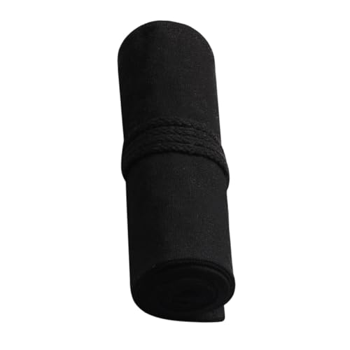 HIAKDOFT Große Canvas Stifterolle mit Fächern Tragbares Rollmäppchen aus Segeltuch für Künstler Praktischer Stiftehalter und Organizer zum Bemalen und Zeichnen Schwarz von HIAKDOFT