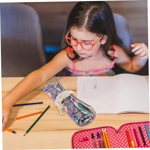 HIAKDOFT Große Kapazität Roll Up Federmäppchen aus Multifunktionale Stifterolle mit Fächer für Buntstifte und Pinsel Bruchfeste Mäppchen für Künstler und Schüler Tragbar und Übersichtlich von HIAKDOFT