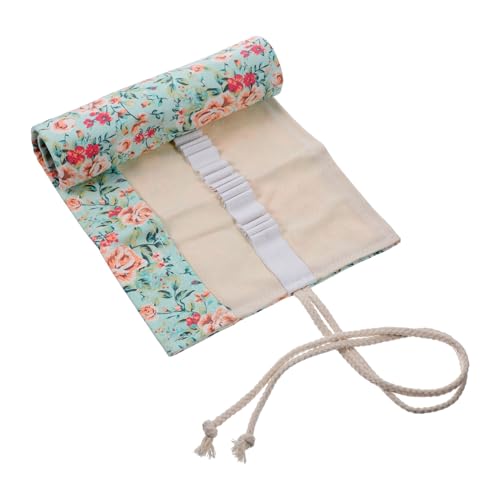 HIAKDOFT Große Kapazität Stifterolle Federmäppchen Canvas Rollmäppchen mit Fächern Tragbar für Buntstifte Pinsel Malutensilien Organizer für Schüler Künstler von HIAKDOFT