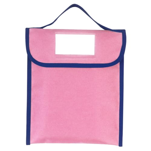 HIAKDOFT Große Nylon Buchtragetasche mit Henkel Stark Genäht Vielseitig für Schule Einkauf Picknick und Alltag Wiederverwendbar Pinke Handliche Tasche für Bücher und Schreibwaren von HIAKDOFT