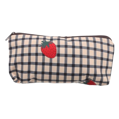 HIAKDOFT Großes Federmäppchen mit Erdbeer Motiv Multifunktionale Federtasche für Stifte und Kosmetik Geräumiges Mäppchen mit Reißverschluss Praktischer Stiftehalter für Schule und Büro von HIAKDOFT