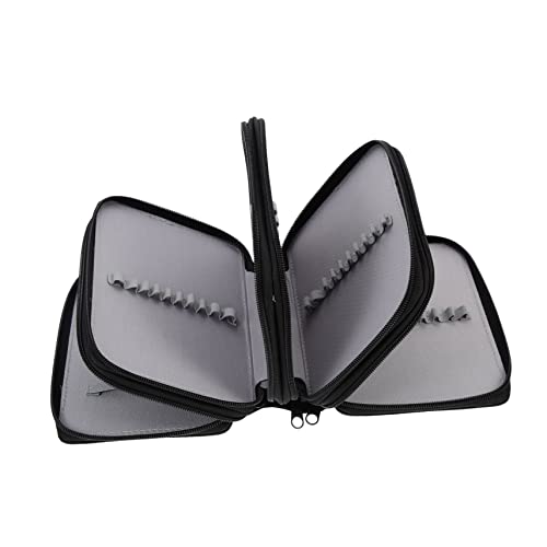 HIAKDOFT Großes Federmäppchen mit Fächern Verschleißfestes Tragbares Mäppchen für Buntstifte Multifunktionaler Stifte Organizer für Künstler und Schüler Schwarzes Pencil Case von HIAKDOFT