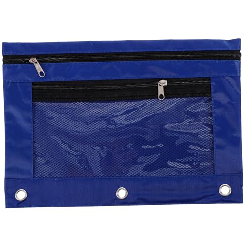 HIAKDOFT Großes Federmäppchen mit Fächern und Transparentem Netzfenster Bindertaschenfähiges Pencil Case aus Oxford und Komfortabel Leicht mit Ringmechanik für Schule und Büro von HIAKDOFT