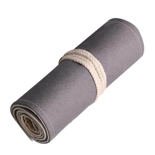 HIAKDOFT Handgefertigte Große Canvas Stifterolle mit Fächern Tragbarer und Robuster Federmäppchen Organizer aus Grauem Segeltuch für Buntstifte Marker und Zeichenzubehör HIAKDOFT Handgefertigte Große Canvas Stifterolle mit Fächern Tragbarer und Robuster Federmäppchen Organizer aus Grauem Segeltuch für Buntstifte Marker und Zeichenzubehör von HIAKDOFT