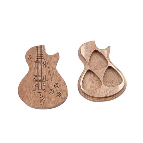 HIAKDOFT Handgefertigte Holz Pick Storage Box Gitarrenplektrum Organizer mit Natürlicher Maserung Langlebig und Tragbar für Gitarristen und Musikliebhaber Handpoliert Hellbraun von HIAKDOFT