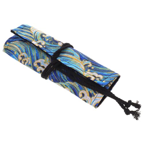 HIAKDOFT Japanisches Federmäppchen aus Baumwoll Leinen Fächer Pencil Roll Up Case Großvolumig und Platzsparend Stiftemäppchen mit Rollen Design Robust und Kratzschutz für Schule und Büro von HIAKDOFT