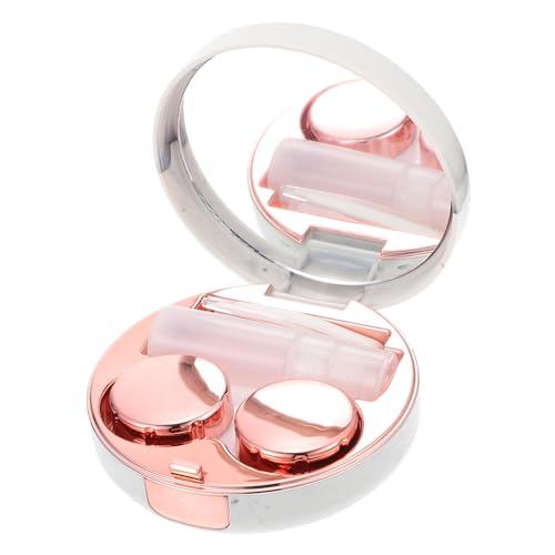 HIAKDOFT Kontaktlinsenbox Marmor Design mit Spiegel Tragbarer Kontaktlinsenhalter Leichtes Aufbewahrungs Organizer für Zuhause und Outdoor Doppelseitiges Kosmetisches Accessoire von HIAKDOFT