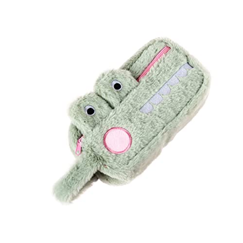 HIAKDOFT Lustiges Federmäppchen Großes Federtasche Mäppchen Stifteetui Krokodil Design Weiches Plüsch Mäppchen Schüler Schreibwaren Organizer Unisex für Schule Büro Alltag von HIAKDOFT