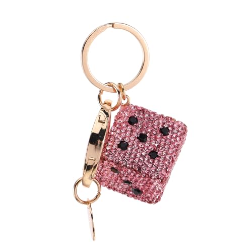 HIAKDOFT Metall-würfel-schlüsselanhänger Mit Strass-verzierung Kompakter Taschenanhänger Als Dekoratives Oder Party-accessoire Für Schlüssel von HIAKDOFT
