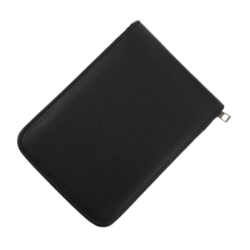 HIAKDOFT PU Leder Federmäppchen Fächer Stiftetui Vintage Stil Kompakt Stiftebox Organizer Schmal Schwarz für Schule Büro von HIAKDOFT