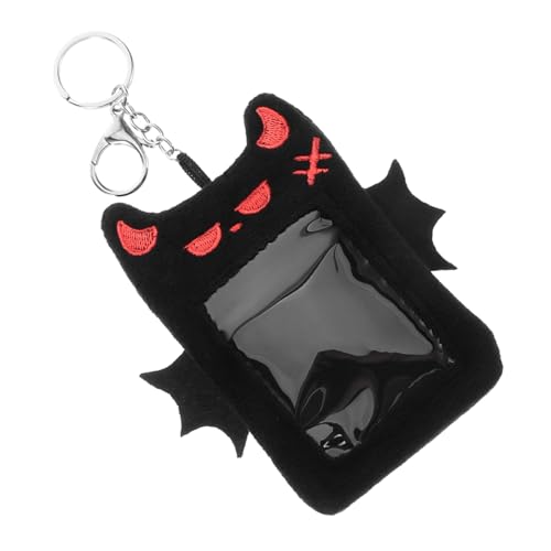 HIAKDOFT Plüsch Kartenetui mit Flügel Teufel Design Weicher Fotokartenhalter Schlüsselanhänger Multifunktional als Kreditkartenhalter und Anhänger für Schule Reisen und Alltag Geeignet von HIAKDOFT