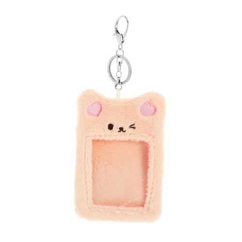 HIAKDOFT Plüsch Kartenhalter mit Transparentem Fach Weiche Hülle Schlanker Geldbörsenclip Süßer Schlüsselanhänger für Schüler Studenten und Mädchen für Fotokarten und Ausweise von HIAKDOFT