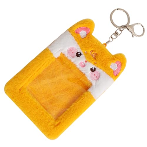 HIAKDOFT Plüsch Kartenhülle Cartoon Frosch Gelb Weicher Buskartenhalter Transparente Schutzhülle Sichtfenster Multifunktional Für Schüler Mitarbeiter Studenten von HIAKDOFT