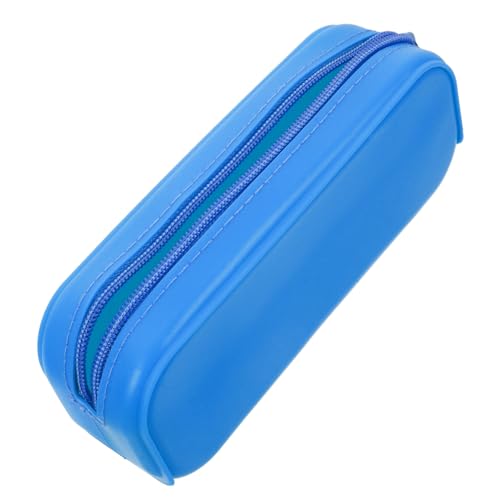 HIAKDOFT Silikon Federmäppchen Weich mit Glattem Reißverschluss Langlebig für Schule Büro Stifte Organizer Tragbare Stiftemappe in Blau von HIAKDOFT