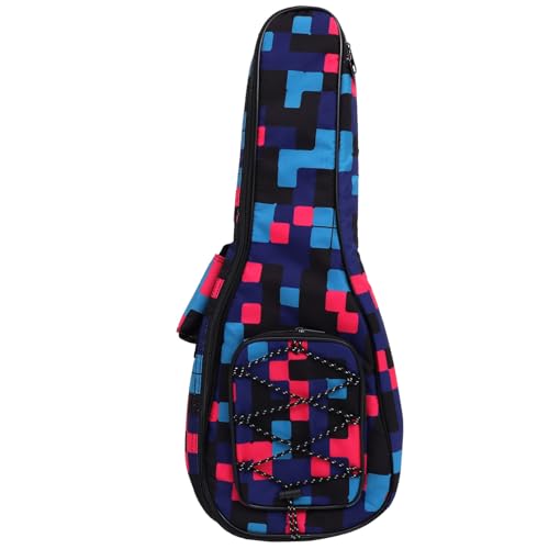 HIAKDOFT Ukulele Tasche Doppel Schulterrucksack mit Dickem Oxford Gepolstert Leicht und Tragbar Passend für Ukulele Modisches Muster Praktischer Musikinstrumenten Organizer von HIAKDOFT