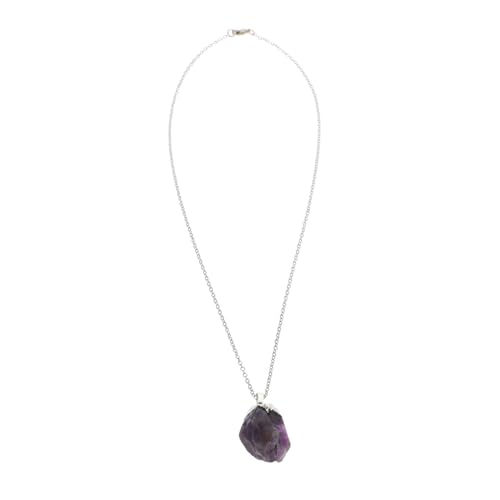 HIAKDOFT Unregelmäßige Amethyst Halskette mit Heilstein Anhänger Handgefertigtes Schmuckaccessoire für Damen Silberfarbener Modisches für Besondere Anlässe von HIAKDOFT
