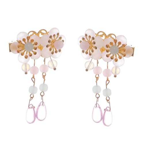 HIAKDOFT Vintage Blumen Haarspangen mit funkelnder Quaste Hanfu Haarschmuck für Damen Chinesischer Stil Haarklammern für Festliche Anlässe und Alltag von HIAKDOFT