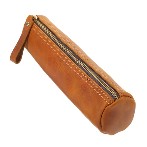 HIAKDOFT Vintage Echtes Leder Stifteetui Stifthalter Aufbewahrungstasche für Schreibwaren Kreativer Organizer für Schule Büro Geschenkidee von HIAKDOFT