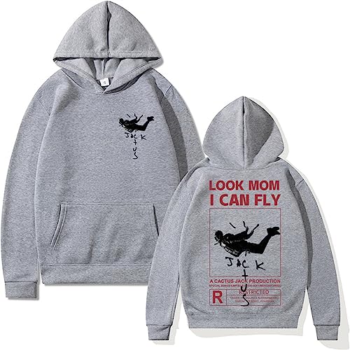 Kapuzenpullover Travis Scott Grafisches Sweatshirt Hip Hop Rapper 90er Jahre Retro Pullover, Frühling Herbst Herren Damen Mode Cactus Jack Graffiti Freizeitmantel Übergroße Jacke-Khaki||XS von HIAPES