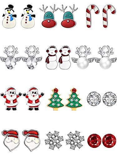 12 Paar Weihnachten Tropfen Legierung, Baumeln Ohrring Ohrstecker Set Weihnachten Ohrringe (Stil Set 3) von HICARER