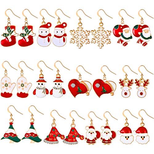 12 Paar Weihnachten Tropfen Baumeln Ohrringe Schmuck Set von HICARER