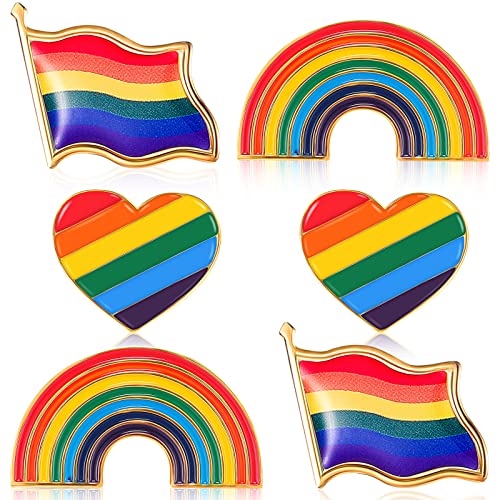 6 Stück Regenbogen Brosche Pins Herz Flagge Brosche Buttons Metall LGBT Pride Regenbogen Abzeichen Anstecknadel für Herren Damen Kleidung Pullover Schals 6 Stück Regenbogen Brosche Pins Herz Flagge Brosche Buttons Metall LGBT Pride Regenbogen Abzeichen Anstecknadel für Herren Damen Kleidung Pullover Schals von HICARER
