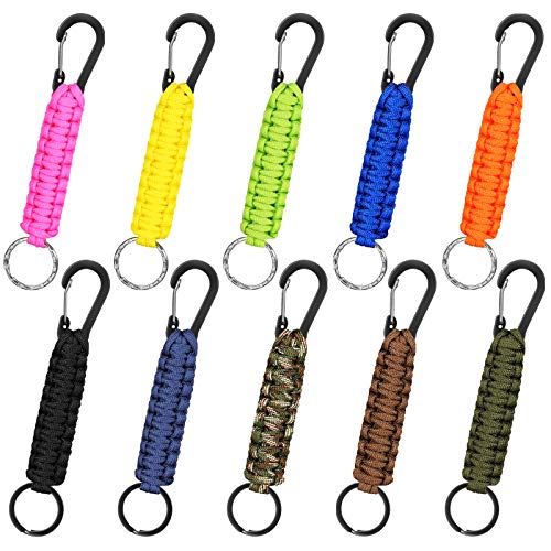 10 Stück Paracord Schlüsselanhänger Schnellverschluss Schlüsselband Clip Ring Geflochtenes Lanyard Nützlichkeit Ring Haken Outdoor Lanyard Schlüsselringe für Männer (Frische Farbe) von HICARER