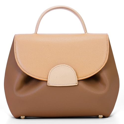 HICARRY Kleine Umhängetasche Damen Handtasche Henkeltaschen Designer Leder Schultertaschen Crossbody Bag Damen Elegante Handbags Moden Geldbörse mit Tragegriff oben (Dreifarbig Braun) von HICARRY