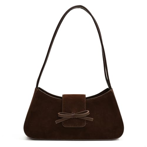 Handtasche Damen Klein Umhängetasche Shoulder Bag Hobo Bag Elegant Handbag for Women PU Leder Schultertasche Damen Kleine Handtaschen mit Bogen Y2k Tasche Teenager Mädchen (Wildlederimitat-Kaffee) von HICARRY