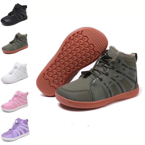 HICKMONBER Kinder Winter Barfußschuhe,Warm Gefüttert Schneestiefel,Kinder Winter Wanderschuhe rutschfest Gr.28-38 von HICKMONBER