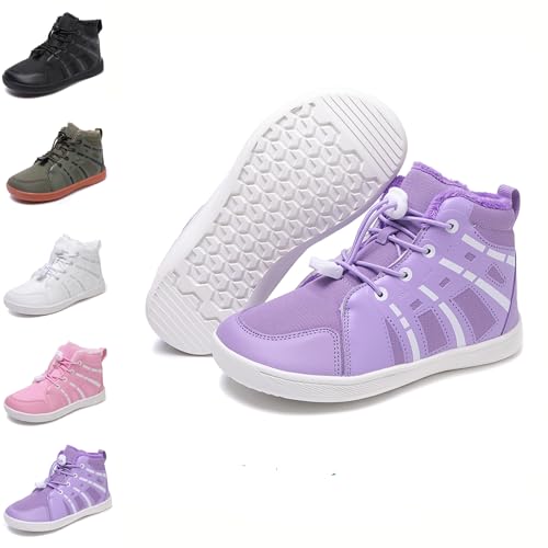 HICKMONBER Kinder Winter Barfußschuhe,Warm Gefüttert Schneestiefel,Kinder Winter Wanderschuhe rutschfest Gr.28-38 von HICKMONBER