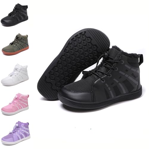 HICKMONBER Kinder Winter Barfußschuhe,Warm Gefüttert Schneestiefel,Kinder Winter Wanderschuhe rutschfest Gr.28-38 von HICKMONBER