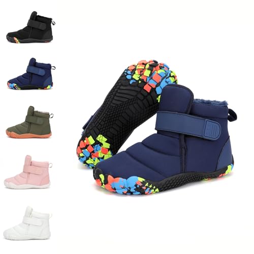 HICKMONBER Kinder Winter Barfußschuhe Kinder Outdoor Schneestiefel Jungen Mädchen Rutschfest Trekking-Wanderschuhe Gr.25-36 von HICKMONBER