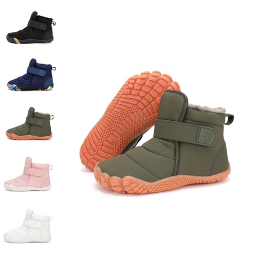 HICKMONBER Kinder Winter Barfußschuhe Kinder Outdoor Schneestiefel Jungen Mädchen Rutschfest Trekking-Wanderschuhe Gr.25-36 von HICKMONBER