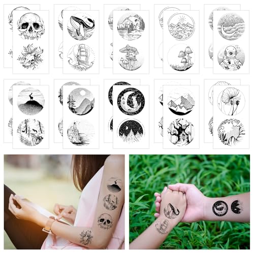 HICOHAND Temporäre Tattoo Aufkleber,20 PCS Skandinavischer Stil literarischer temporärer Tattoo Aufkleber in gefälschten Tattoos für Frauen Mädchen entfernbare Tattoo Aufkleber von HICOHAND