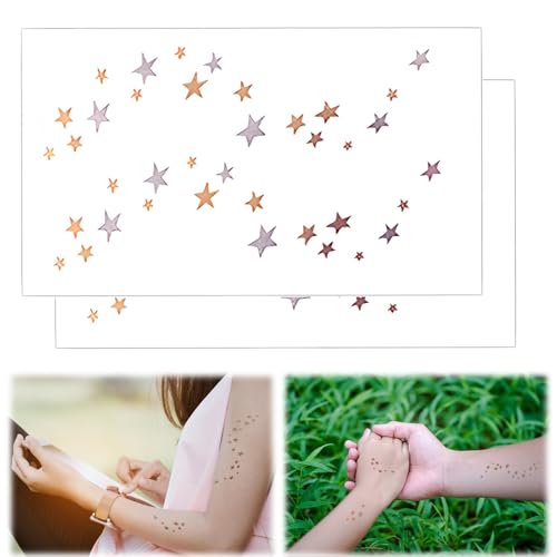 HICOHAND Temporärer Tattoo-Aufkleber, 20 PCS Folie gestempelt Silber Pentagramm wasserdicht Temporärer Tattoo-Aufkleber für Frauen Mädchen Langlebige kreative abnehmbare Tattoo-Aufkleber von HICOHAND