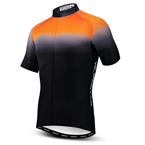 Radtrikot Herren Kurzarm Fahrradtrikot Rennrad Trikot Fahrradkleidung Cycling Jersey MTB Bike Wear T Shirt Orange Größe 3XL von HIDAKEAI