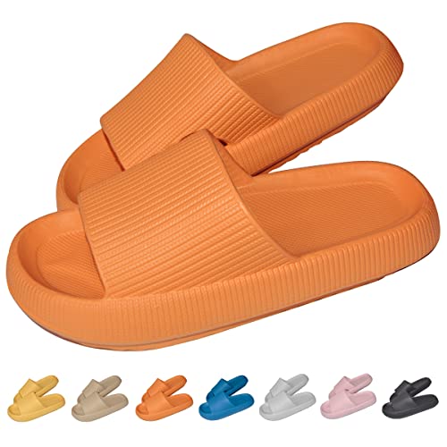 HIDARLING Badeschuhe Herren Damen Badeschlappen Wolke Hausschuhe Rutschfeste Badelatschen Schlappen (Orange, adult, men, numeric_42, numeric_range, eu_footwear_size_system, numeric_43, medium) von HIDARLING