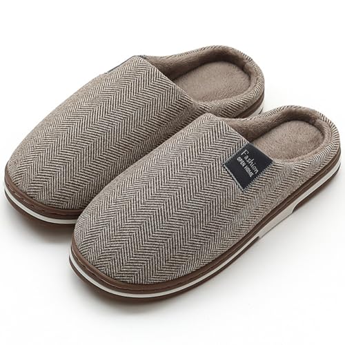 HIDARLING Hausschuhe Damen Herren mit Memory Foam Pantoffeln mit Rutschfester Gummisohle Weich und Flauschig Puschen Bequem Schuhe für drinnen und draußen (Khaki, numeric_40) von HIDARLING