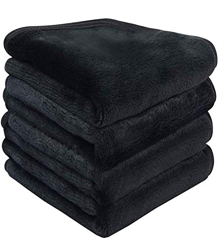 Make-up Entferner Tuch, Abschminktücher Mikrofaser zum Abschminken, hypoallergen, waschbar & wiederverwendbar 25cm x 25 cm 4 Stück Schwarz von HIDMD