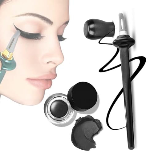 Arcbelle Eyeliner Set, Silicone Eyeliner Tools, Lasting Waterproof & Smudge Proof Eyeliners with Cream, Multi-purpose Make-Up for Easy Eye & Lip LinerApplication (Black+Black Eyeliner Cream, 1 Set) von HIDRUO