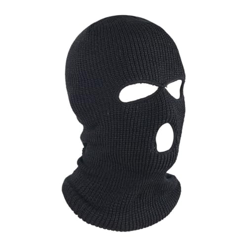 HIDRUO Blue Ski Mask, 3-Hole Full Face Mask Cover, Winter Balaclava Cap Knitted Face Cover for Outdoor Sports (Black) von HIDRUO