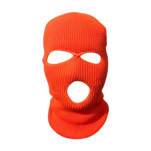 HIDRUO Blue Ski Mask, 3-Hole Full Face Mask Cover, Winter Balaclava Cap Knitted Face Cover for Outdoor Sports (Neon Orange) von HIDRUO