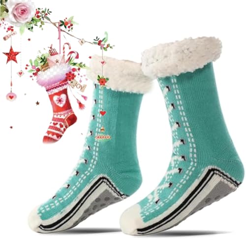 HIDRUO Ultra-Thick Cashmere Slipper Home Socks, Cashmere Slipper Home Socks, Winter Warm Non Slip Cozy Fuzzy Slippers Sockss (Lake Blue) von HIDRUO