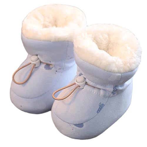 HIDRUO Warm Fur Baby Boots, Winter Warm Snow Boots Soft Sole Crib Shoes Booties for Newborn Infant Toddler (12cm/4.7in, Blue Elephant) von HIDRUO