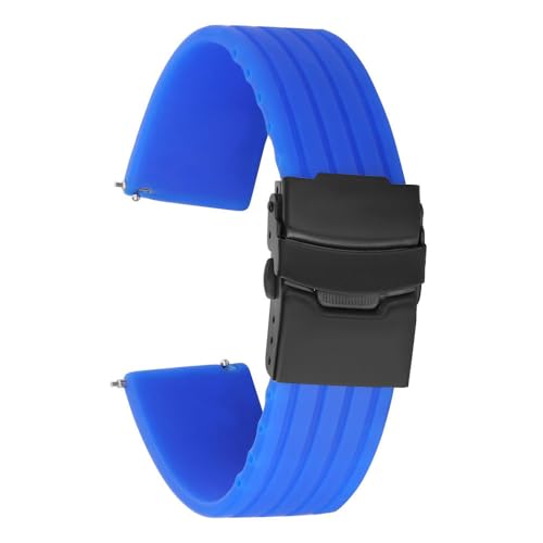 18 mm 20 mm 22 mm 24 mm Schnellverschluss-Silikonarmband für Huawei Watch GT4/GT3 46 mm für Seiko für Omega für Fossil Gummibänder, Hellblau, Schwarz, 22 mm von HIEHGN