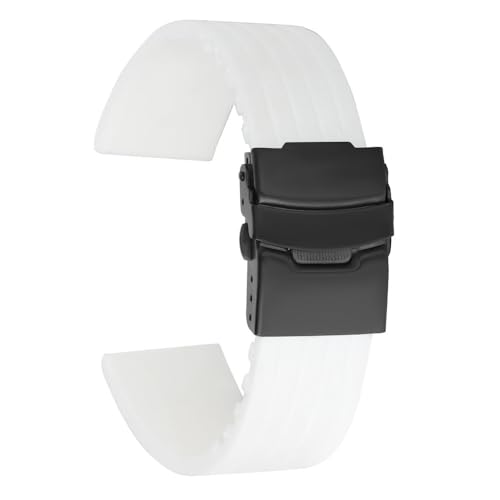 18 mm 20 mm 22 mm 24 mm Schnellverschluss-Silikonarmband für Huawei Watch GT4/GT3 46 mm für Seiko für Omega für Fossil Gummibänder, Weiß, Schwarz, 22 mm von HIEHGN