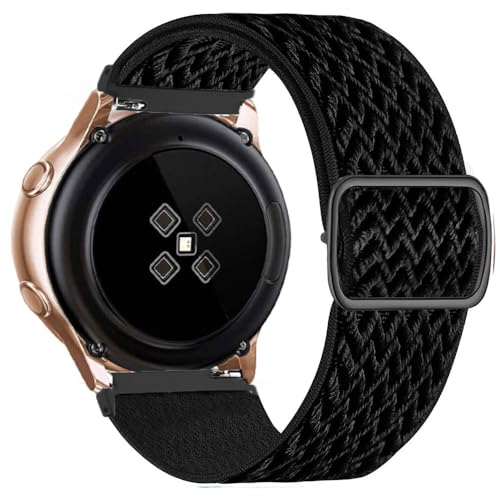 20 mm 22 mm verstellbares gewelltes Uhrenarmband für Samsung Active2, Huawei Watch3 usw., Schwarz, 22 mm von HIEHGN