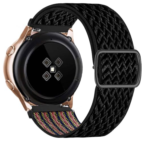 20 mm 22 mm verstellbares gewelltes Uhrenarmband für Samsung Active2, Huawei Watch3 usw., schwarz 01, 20 mm von HIEHGN